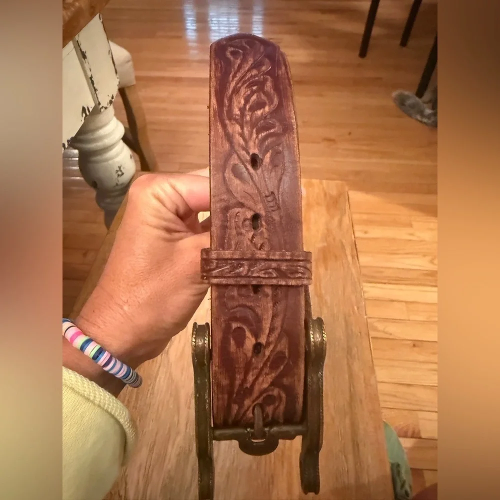 Justin Boots Bent Rail Brown Leather Belt
